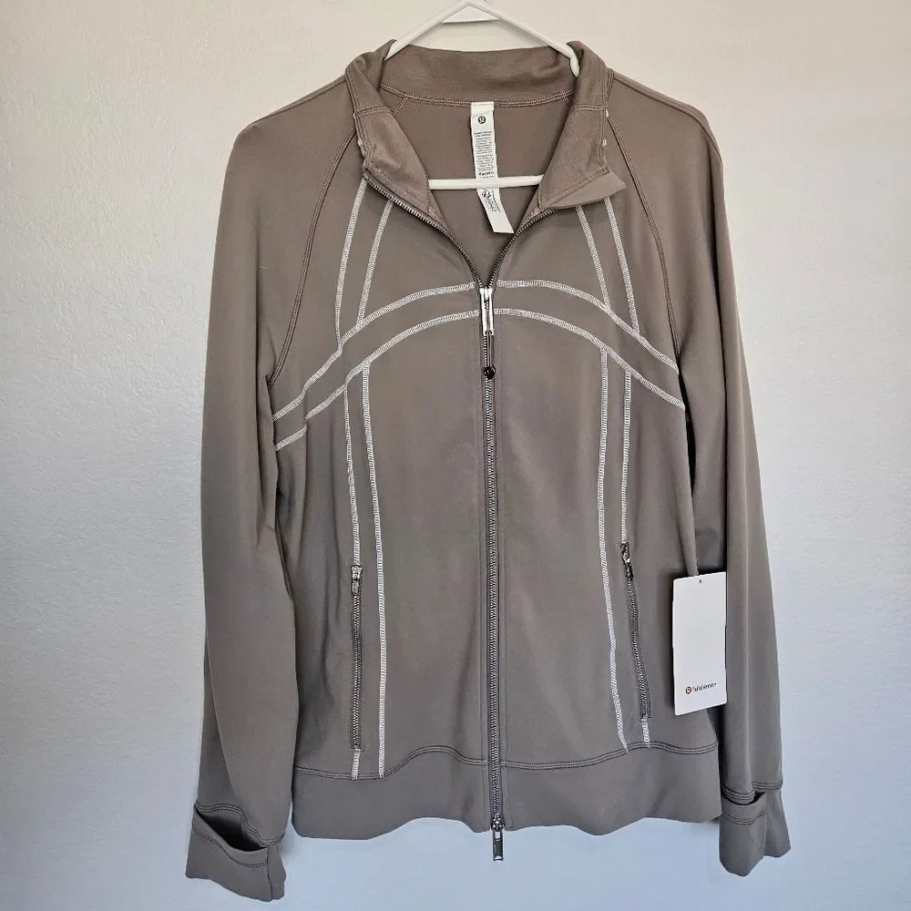 NWT Lululemon | Define Track Jacket Athleisure Luon Warm Ash Grey/White Women 14 - Picture 7 of 13